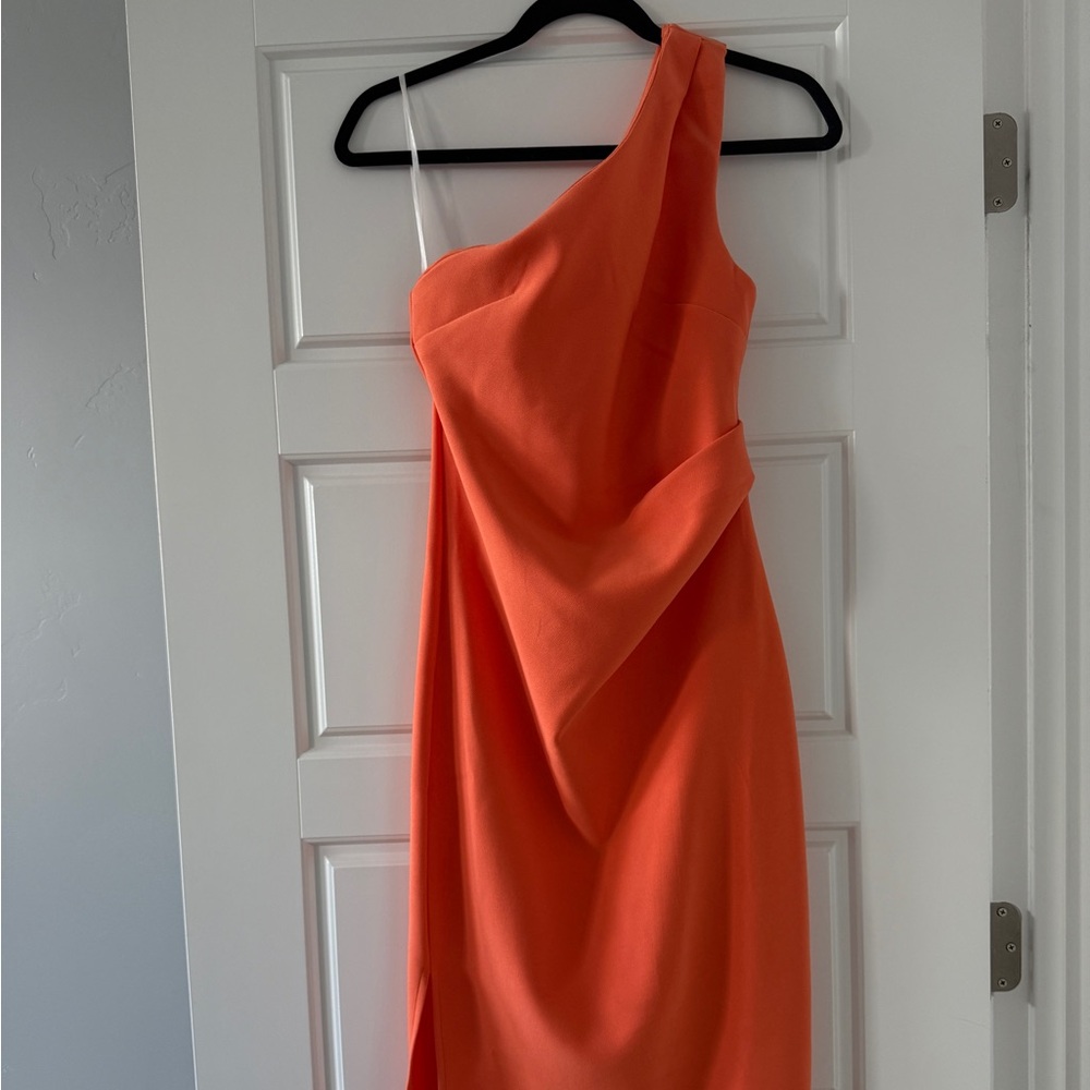 Petal & Pup One-Shoulder Dress in Vibrant Orange